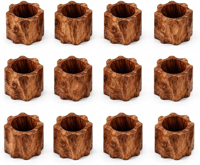 Wooden Napkin Rings Set of 12 by ALPHALivingHOME