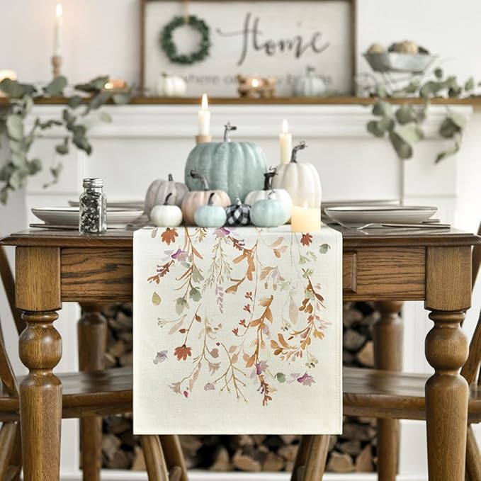 Artoid Mode 210 GSM Fall Table Runner 13x72 Inch Home Party Decor | Floral - Image 2