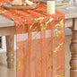 Artoid Mode Marble Pattern Orange Gauze Table Runner 10FT, Glitter Metallic by ArtoidMode