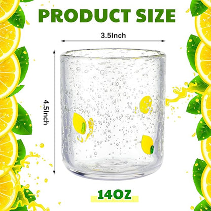 SiliFine 2 Pcs Lemon Icon Juice Glasses - 14oz Yellow Lemon Stemless Wine - Image 3