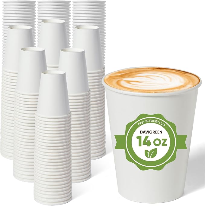14 oz Paper Cups – 100 Disposable Coffee Cups by DaviGreen