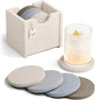 Fluxynara Felt Coasters with Holder, River Pebble | Round Felt Coasters by FLUXYNARA