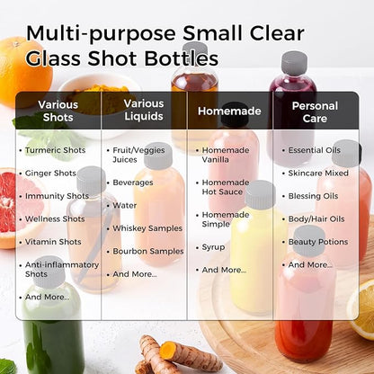 AOZITA 16 Pack, 2 oz Small Clear Glass Bottles w/Lid & 3 Funnels - 60ml Boston - Image 2