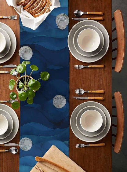 Navy Blue Ombre Table Runners 60 Inches Long, Abstract Modern Stripe Table - Image 5