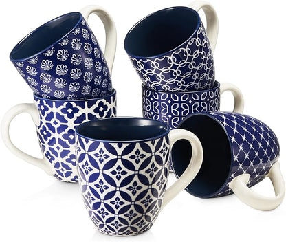 DOWAN Coffee Mugs Set of 6, 16 oz Large Porcelain Coffee Cups by DOWAN