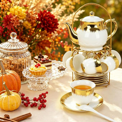 Porcelain Tea Set, Large Ceramic Tea Set - Image 4