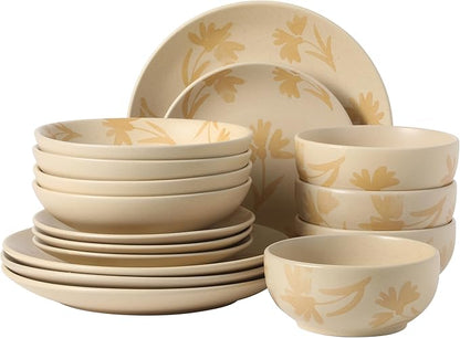 Gibson Home Admiral Hall Plates and Bowls Set, 16-Piece Floral Dinnerware Set by GibsonHomewares