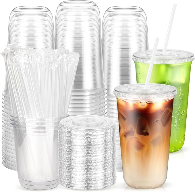 50 Pack 18 oz Disposable Plastic Cups by Etersky
