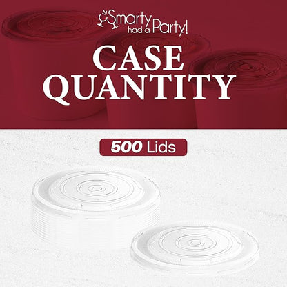 Smarty Had A Party 500 Count Clear Plastic Lids for Squat Paper Soup Cups – Fits 6 oz, 8 oz, 12 oz & 16 oz Disposable Containers – Leak-Resistant, BPA-Free,Tight-Seal Covers for Takeout & Catering