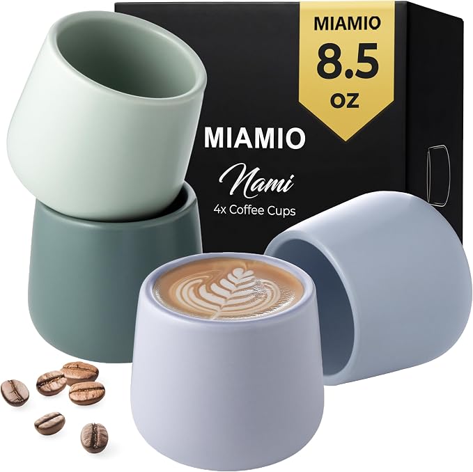 MIAMIO - Ceramic Cup Set of 4, Coffee Mugs - Nami | Coffee Cup Set / Ceramic by MIAMIO