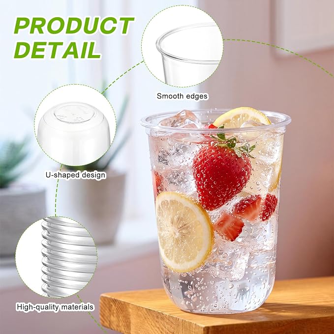 Ziliny 100 Pcs Disposable Stemless Glasses 16oz Crystal Plastic Wine Glasses - Image 4