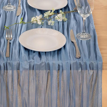 3 Pack Dusty Blue Cheesecloth Table Runner 10ft Boho Gauze Centerpiece | - Image 6
