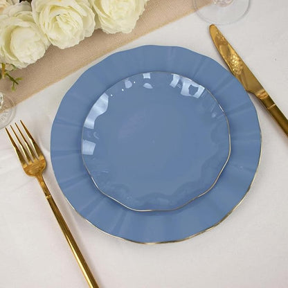 Efavormart 10 Pack | Dusty Blue 6" Round Plastic Dessert Salad Plates, - Image 6