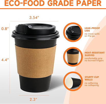 METAPRINT 100 Pack 12 oz Disposable Coffee Cups - Image 2