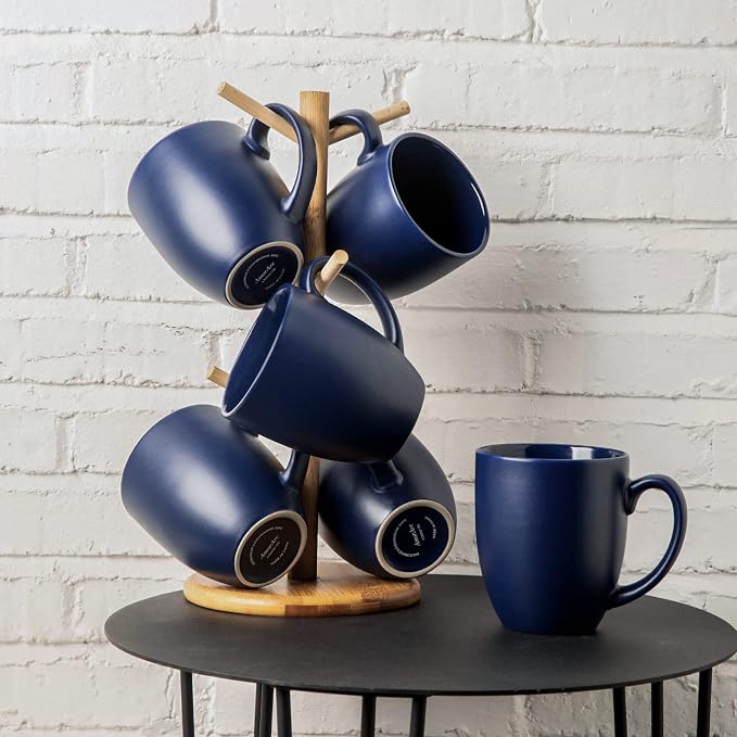 AmorArc 16 oz Coffee Mugs Set of 6, Large Ceramic Coffee Cups-Matte Blue | - Image 7