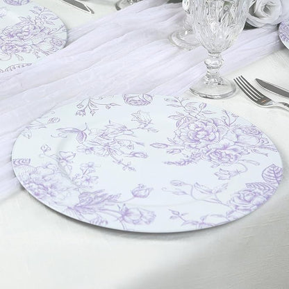 Efavormart 6 Pack Floral Acrylic Charger Plates in French Toile Pattern - Image 4