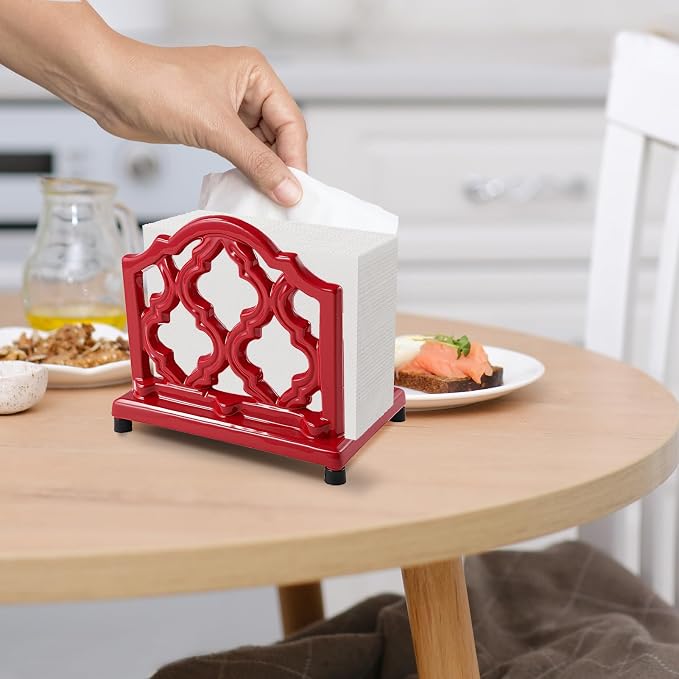 JOGREFUL Cast Iron Napkin Holder, Kitchen Organizer Classic Red | Vintage Metal - Image 6