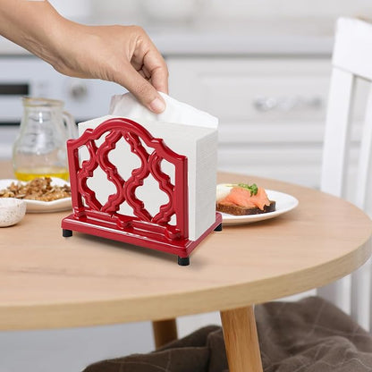 JOGREFUL Cast Iron Napkin Holder, Kitchen Organizer Classic Red | Vintage Metal - Image 6