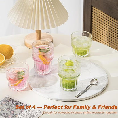 11oz Drinking Glasses Set of 4, Juice Glasses Stackable Tall Glass Mugs - Image 7