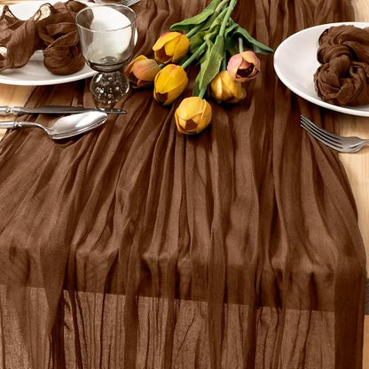 6 Pack Brown Cheesecloth Table Runner 10ft Neutral Gauze Centerpiece | - Image 2