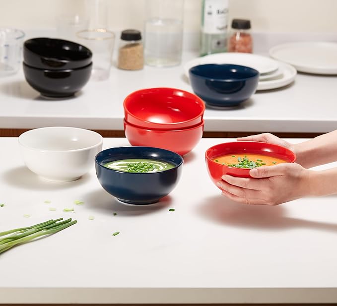 KooK Ceramic Soup bowls, Dishwasher and Freezer Safe, Porcelain Dishes - Image 3
