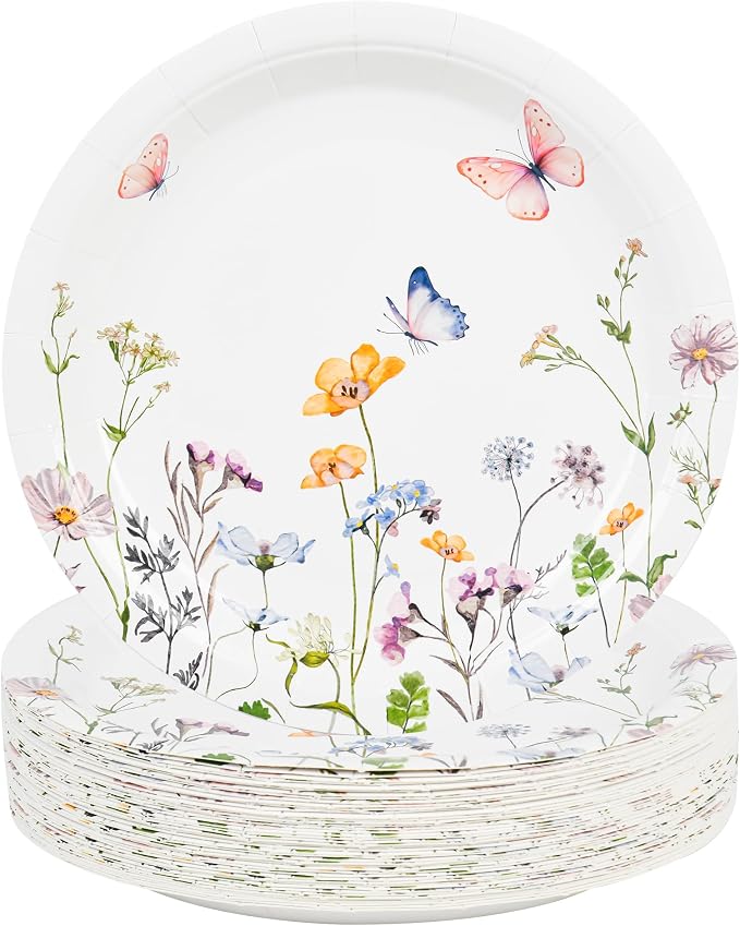 AimFun 24 Pcs Wildflower Paper Plates 9 Inch Disposable Floral Plates | - Image 8