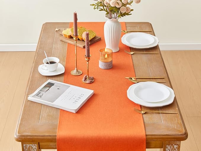 YATOJUZI Orange Table Runner Seasonal Autumn Kitchen Dining Coffee Table - Image 2