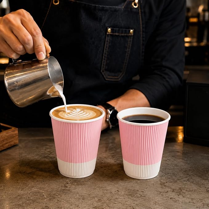 Restaurantware-12 Ounce Disposable Coffee Cups, 500 Ripple Wall Hot Cups - Image 4