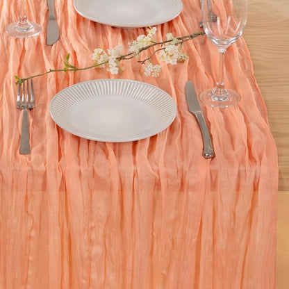Peach Pink Gauze Cheesecloth Table Runner 10ft Sheer Dinning Decor | - Image 3