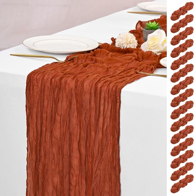 15 Pack Terracotta Fall Table Runner 17 x 108inch Cheesecloth Table Runner Boho by Lumaycens