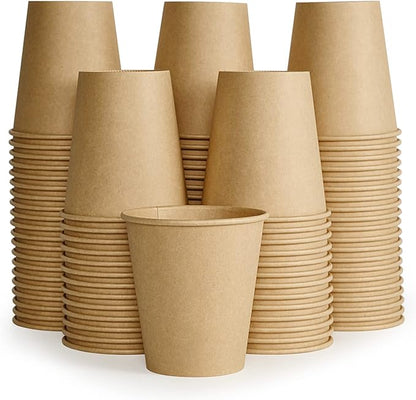 LITOPAK 100 Pack 10 oz Kraft Paper Coffee Cups, Disposable Coffee Cups | by LITOPAK