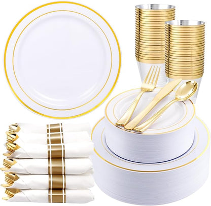 350Piece Gold Dinnerware Set for 50 Guests by WDF