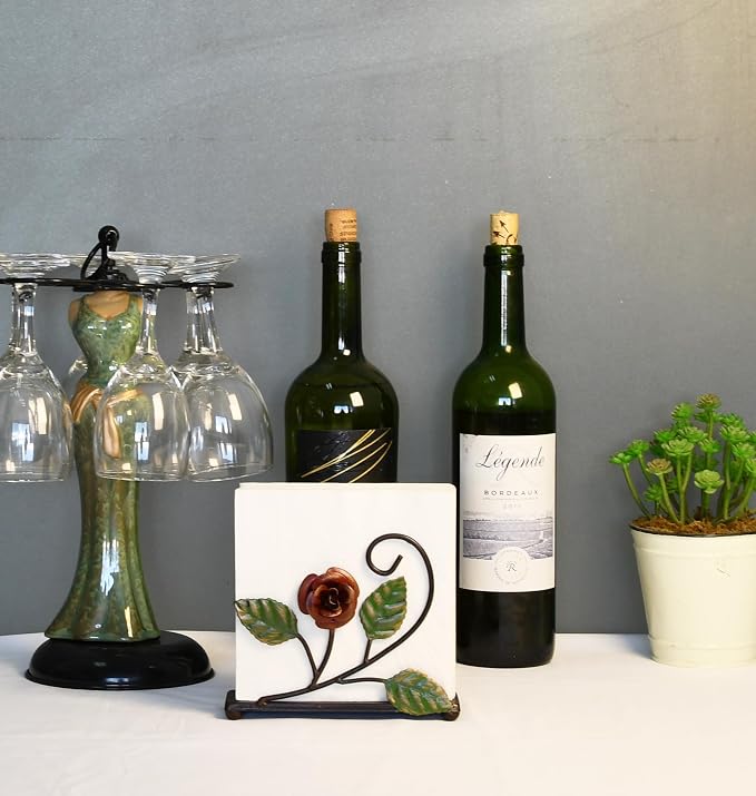 OwlGift Multicolor Napkin Holder – Rose Design Metal Napkin Storage - Image 5