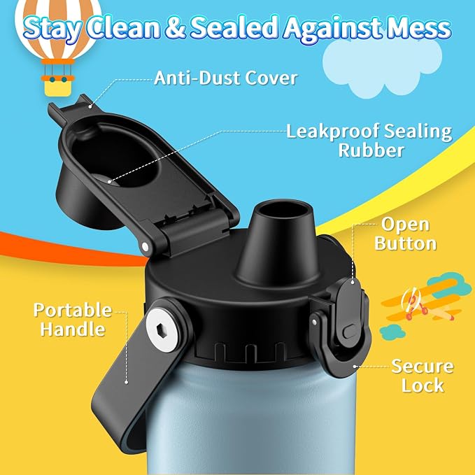 baab 18oz Kids Insulated Water Bottle 18/8 Stainless Steel Kids Cup 1 Pack | - Image 3