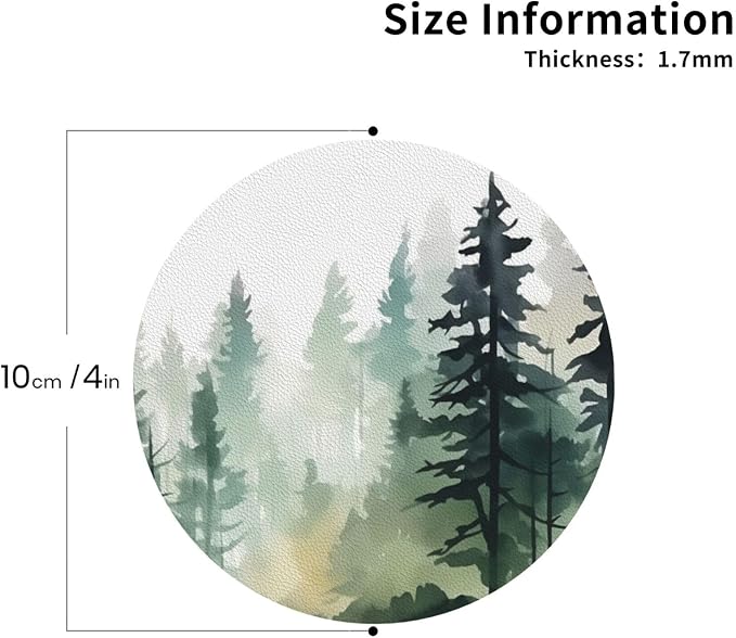 Forest Pine Trees Coasters Set of 6 Coasters - Image 3