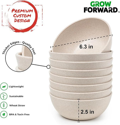 Grow Forward Premium Wheat Straw Bowls Set of 8 - Image 3