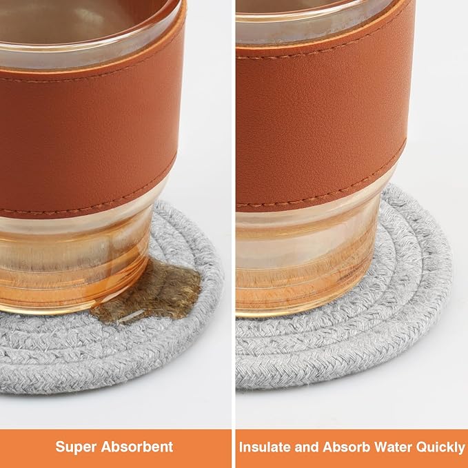4.8" Boho Cotton Drink Coasters Set of 2 - Image 4