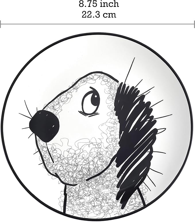 Bico Doodle Pawtrait Ceramic Salad Plates Set of 4, 8.75 Inch Dessert Plates - Image 2