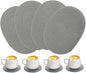 4 Pack Oval Woven Placemats, Gray Cotton Rope Braided Placemats with 4 Pack Round Fabric Coasters, Heat-Resistant Non-Slip Cotton Table Mats Charger Plates for Table Decoration (Gray)