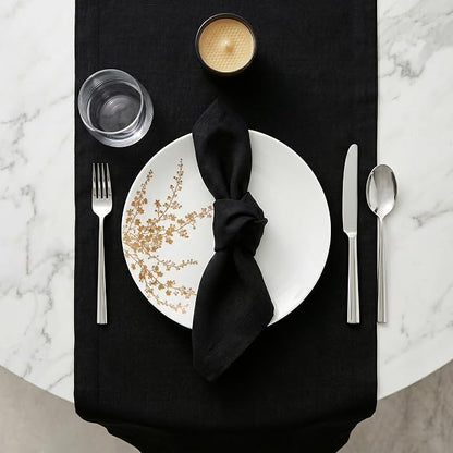 Solino Home 100% Pure Linen Dining Table Runner Black, Fete 14 x 108 in | Table - Image 4