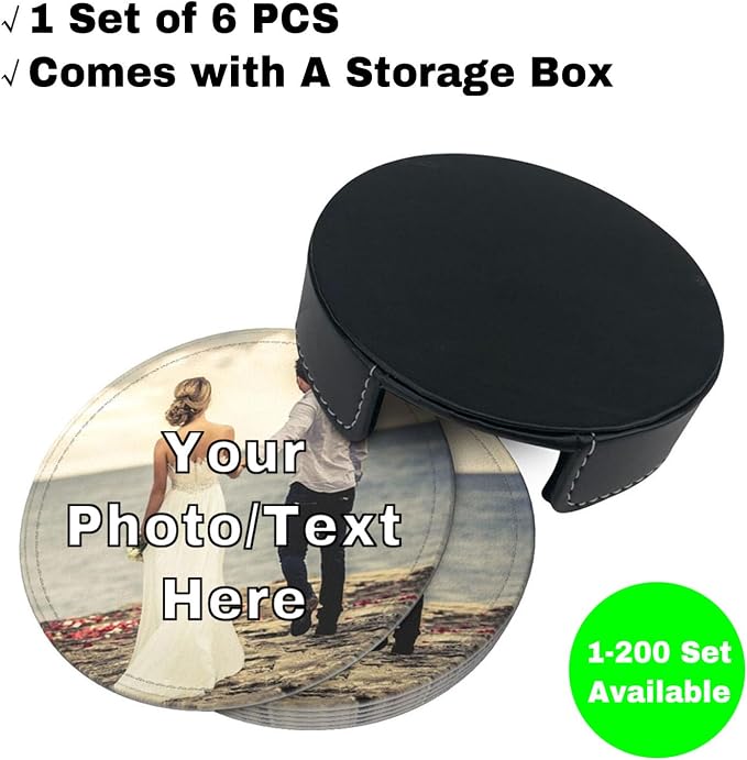 Custom Coasters Set of 6 Leather Coaster - Image 2