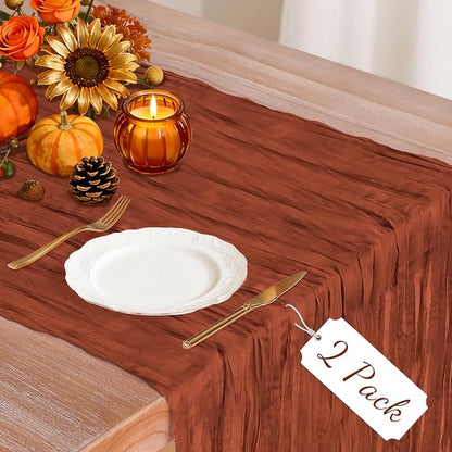 2 Pack Cheesecloth Table Runner, 120 Inch Terracotta Table Runner by Unknown