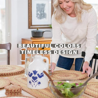 Homespice Harvest Braided Oval Table Runner, Warm Country Decor, Multicolor 11x36 - Jute Dining Table Accessories - Rich Colors, Easy to Clean, Durable and Protects Furniture