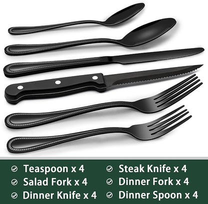 EWFEN 24-Piece Black Silverware Set - Image 2