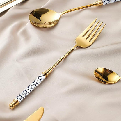 40-piece Silverware Set With Ceramic Handle, Premium Food Grade Stainless Steel Flatware Sets, Mirror Polished Cutlery Set, Dishwasher Safe (for 8 People)
