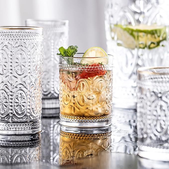 Bekith 6 Pack Drinking Glasses, 9.5 oz Romantic Water Glasses - Image 8