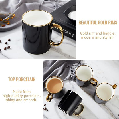 DUJUST Black Coffee Mug Set of 4, Modern & Stylish Design - Image 3