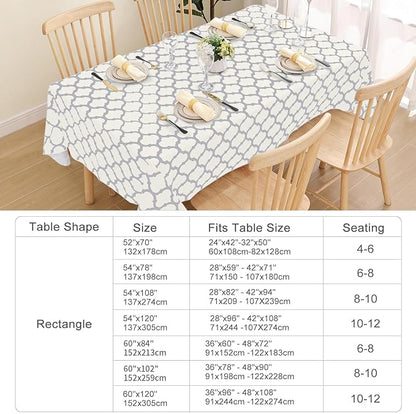Smiry Rectangle Table Cloth, Waterproof Vinyl Tablecloth with Flannel Backing for Rectangle Tables, Wipeable Spillproof Plastic Tablecloths for Dining, Camping, Indoor and Outdoor (60"x102", Beige)