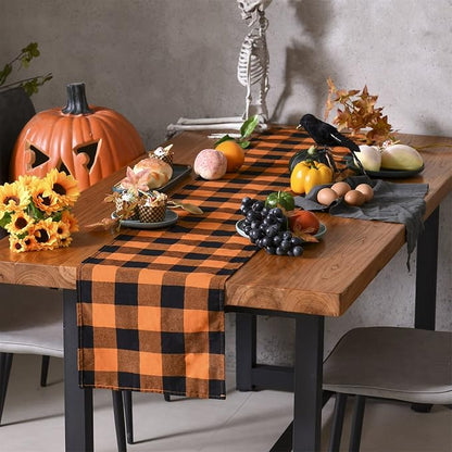 Tosewever Halloween Buffalo Check Plaid Table Runner, Cotton Polyester Blend - Image 4