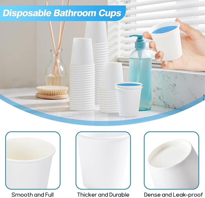 300 Pack 5oz Disposable Paper Cups, Small Bathroom Cups | Food-grade, Leak - Image 3